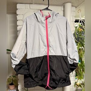 Two-Tone Windbreaker with Pink Accents